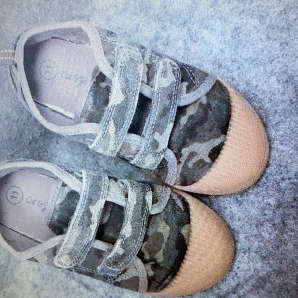 Casual canvas camo double strap kids shoes
